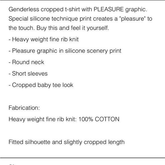 PRIVATE POLICY NEW YORK Pleasure Baby Tee Unisex NWT XL - Picture 7 of 9